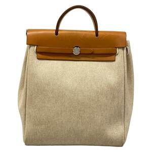 Hermès Her Bag a Dos Backpack Cream Brown Toile H Box Calf